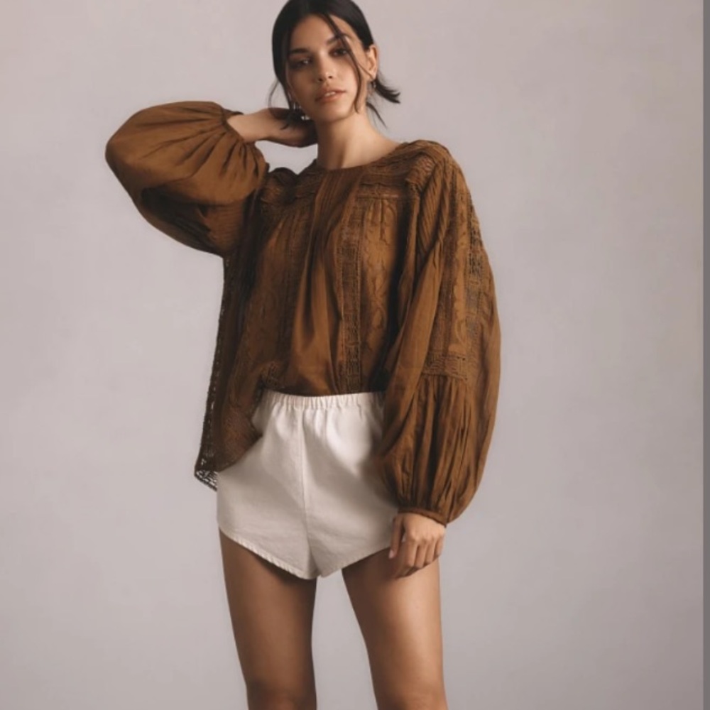Forever That Girl Long-Sleeve Lace Peasant Blouse by Anthropologie
- Brown
